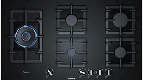 Bosch PPS9A6B90I 5 Burners Glass Gas Hob (Built in) Automatic Hob, Black