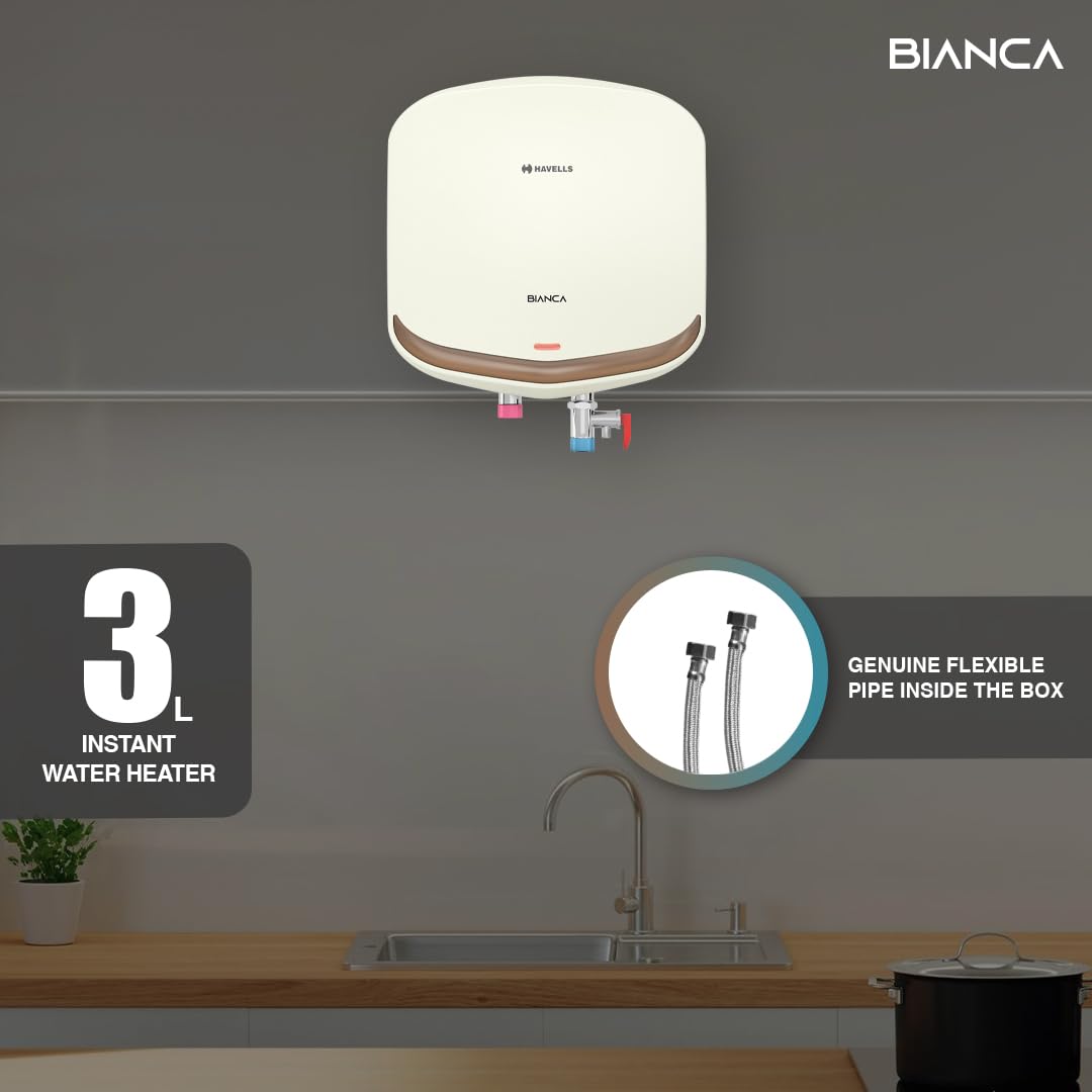Havells Bianca 6 litre 3 KW Instant Water Heater (Ivory Champagne Gold)