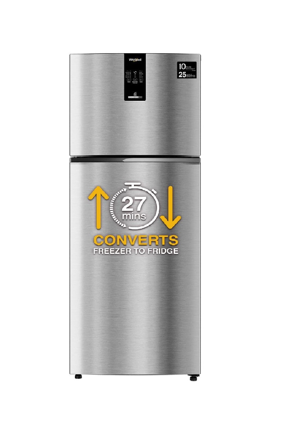 Whirlpool IFPRO INV CNV 327 L 2 Star Frost Free Double Door Refrigerator ILLUSIA STEEL (21688)