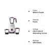 Bajaj Ninja Series Elegance Purple 500 Watt 3 Jar Mixer Grinder