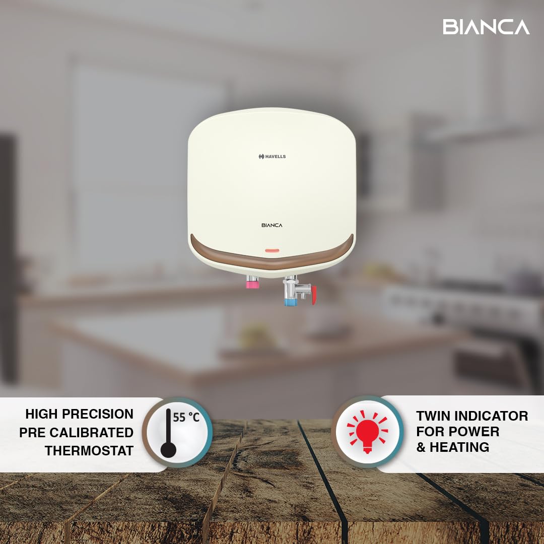Havells Bianca 6 litre 3 KW Instant Water Heater (Ivory Champagne Gold)
