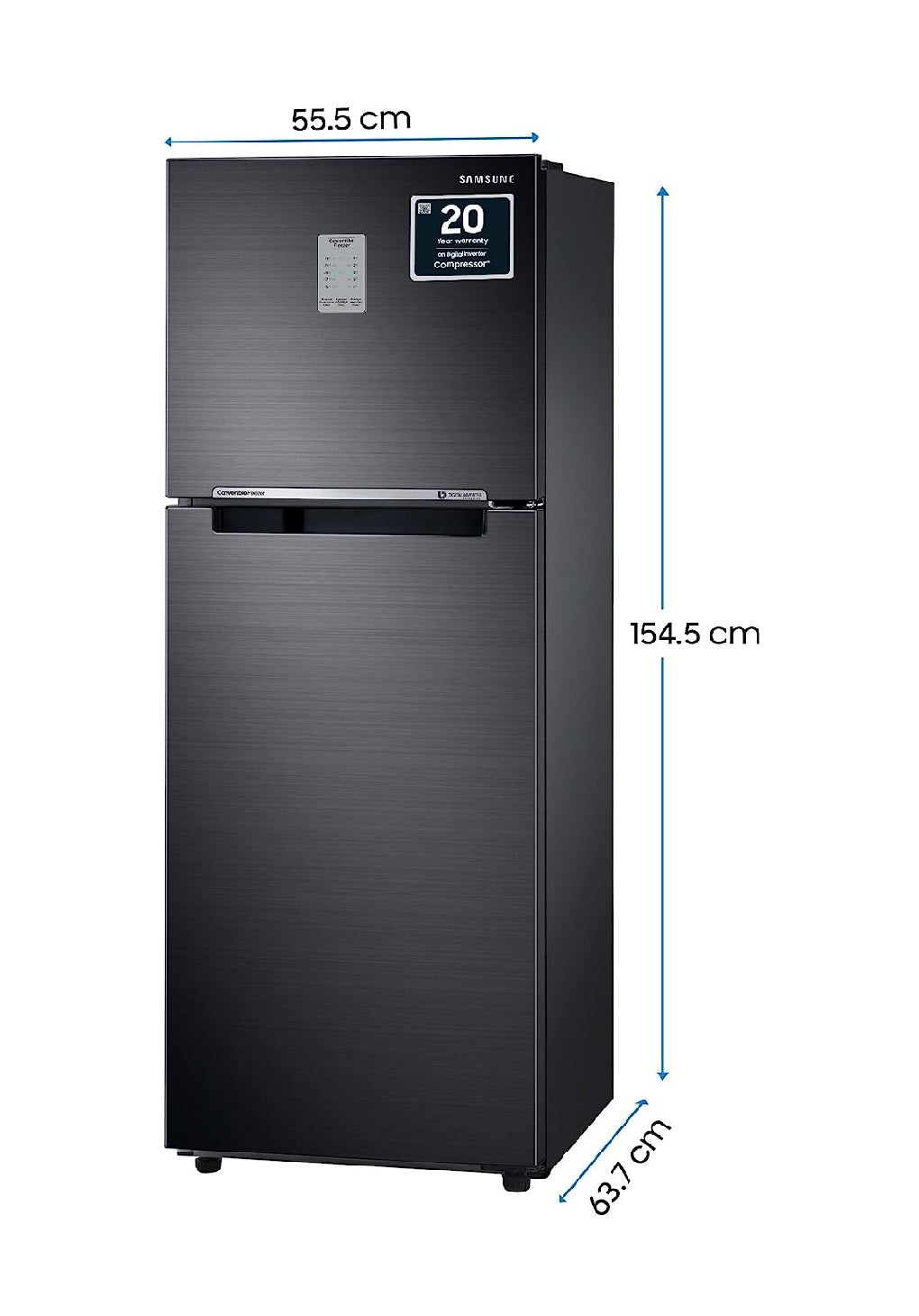 Samsung RT28C3733BX/HL 236L 3 Star Digital Inverter Frost-Free Double Door Refrigerator (Luxe Black)