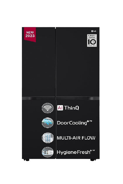 LG GL-B257DBMX 655L Frost-Free Inverter Wi-Fi Side-By-Side Refrigerator (Black Glass)