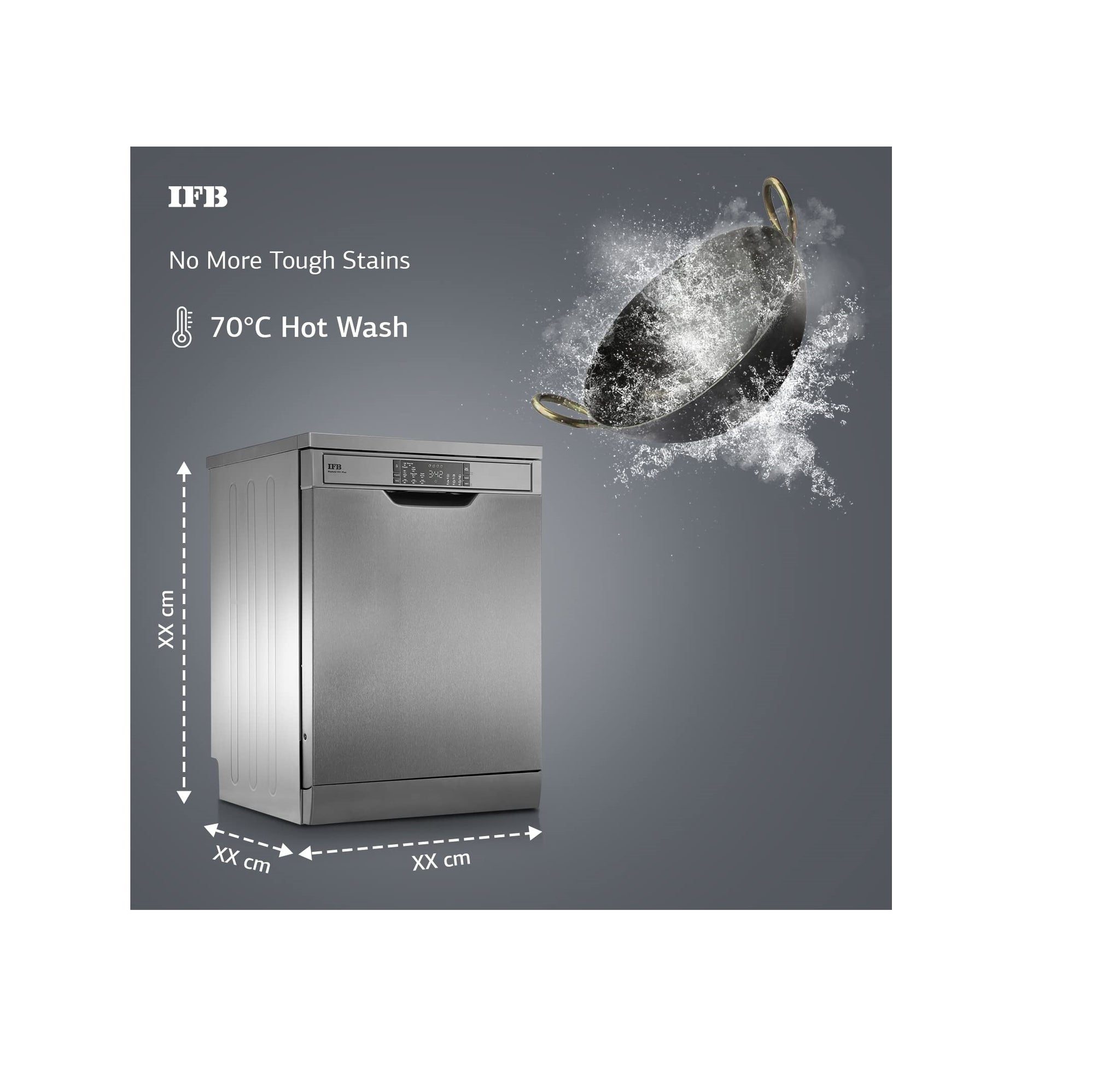 IFB Neptune VX1 Plus, 15 Place Settings Free Standing Dishwasher, Inox Grey