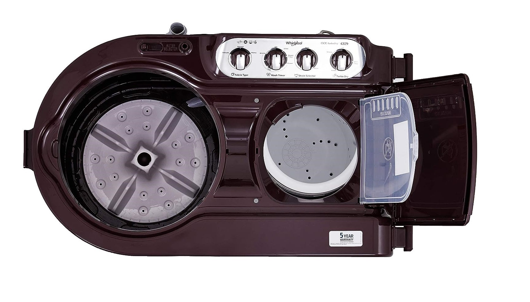 Whirlpool ACE 8.5 TURBO DRY 8.5 Kg 5 Star Semi-Automatic Top Loading Washing Machine, Wine Dazzle (30264)