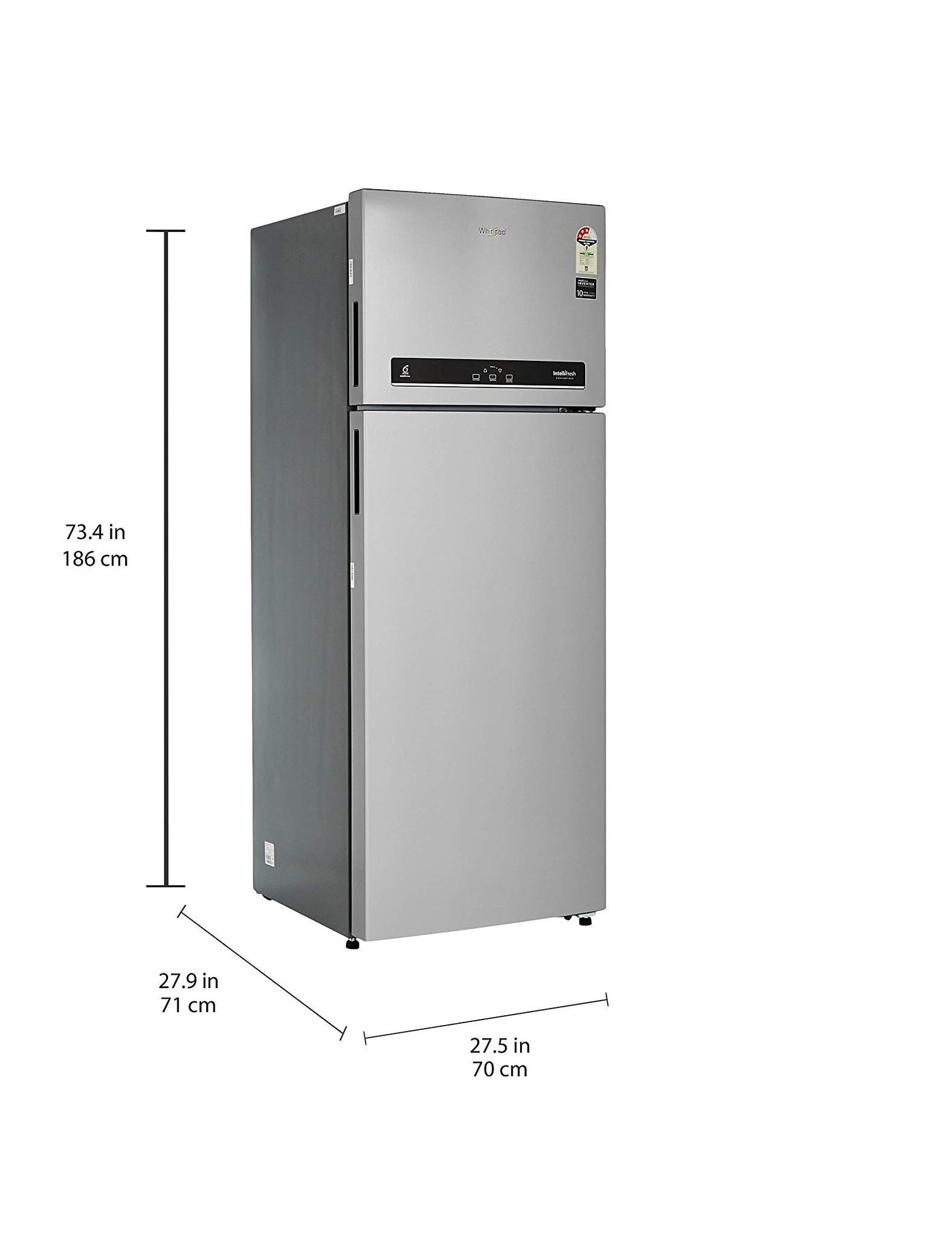 Whirlpool INTELLIFRESH INV CNV 515 3S 500 L 3 Star Inverter Frost-Free Double Door Refrigerator Alpha Steel (21305)