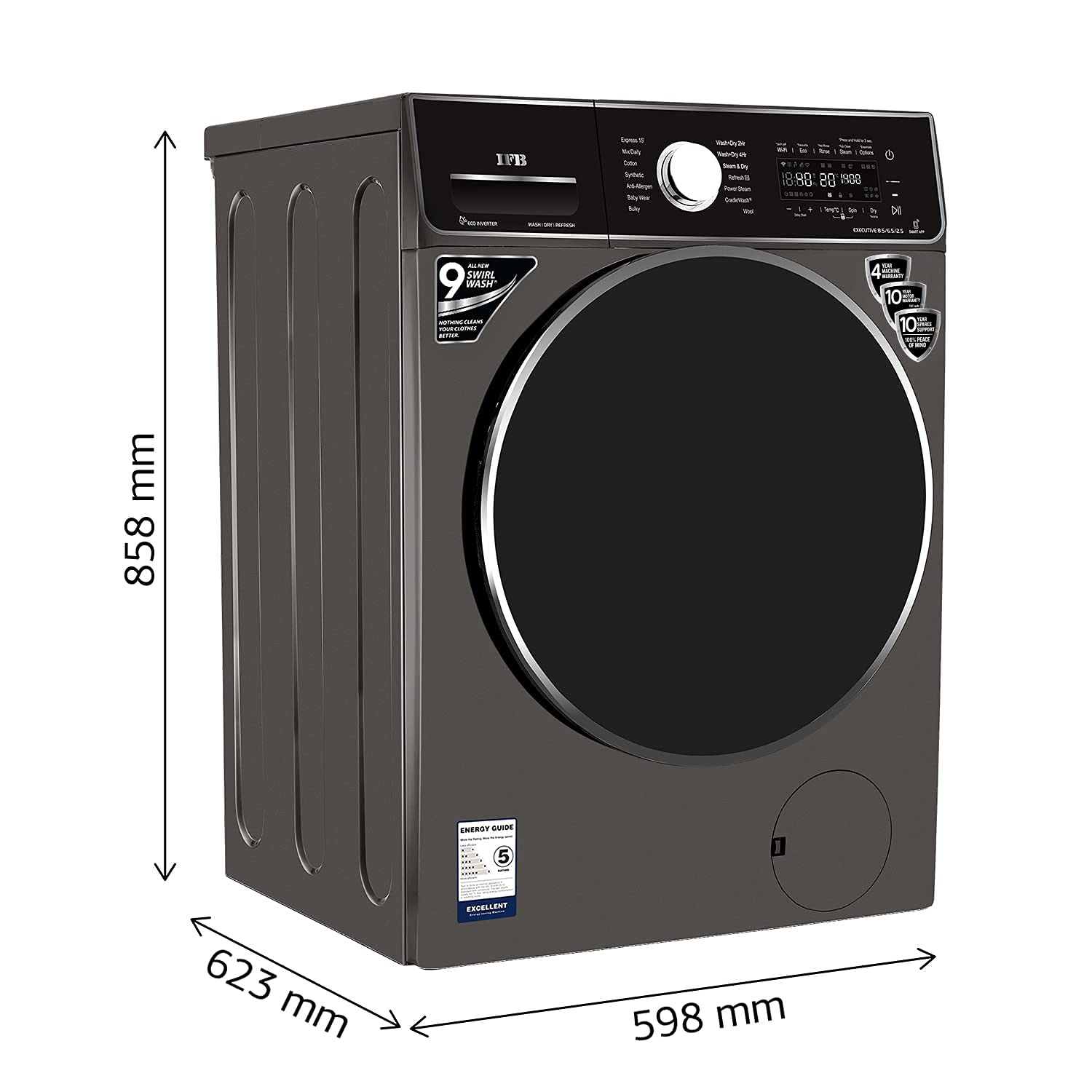IFB Executive ZXM 8.5 Kg Inverter Washer Dryer Refresh (Mocha)