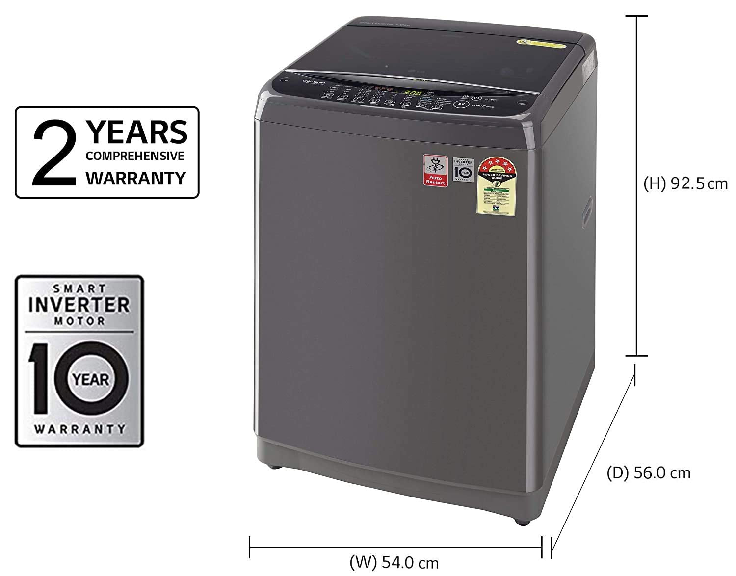 LG T80SJMB1Z 8 Kg 5 Star Inverter Fully-Automatic Top Loading Washing Machine (Middle Black, Jet Spray+)