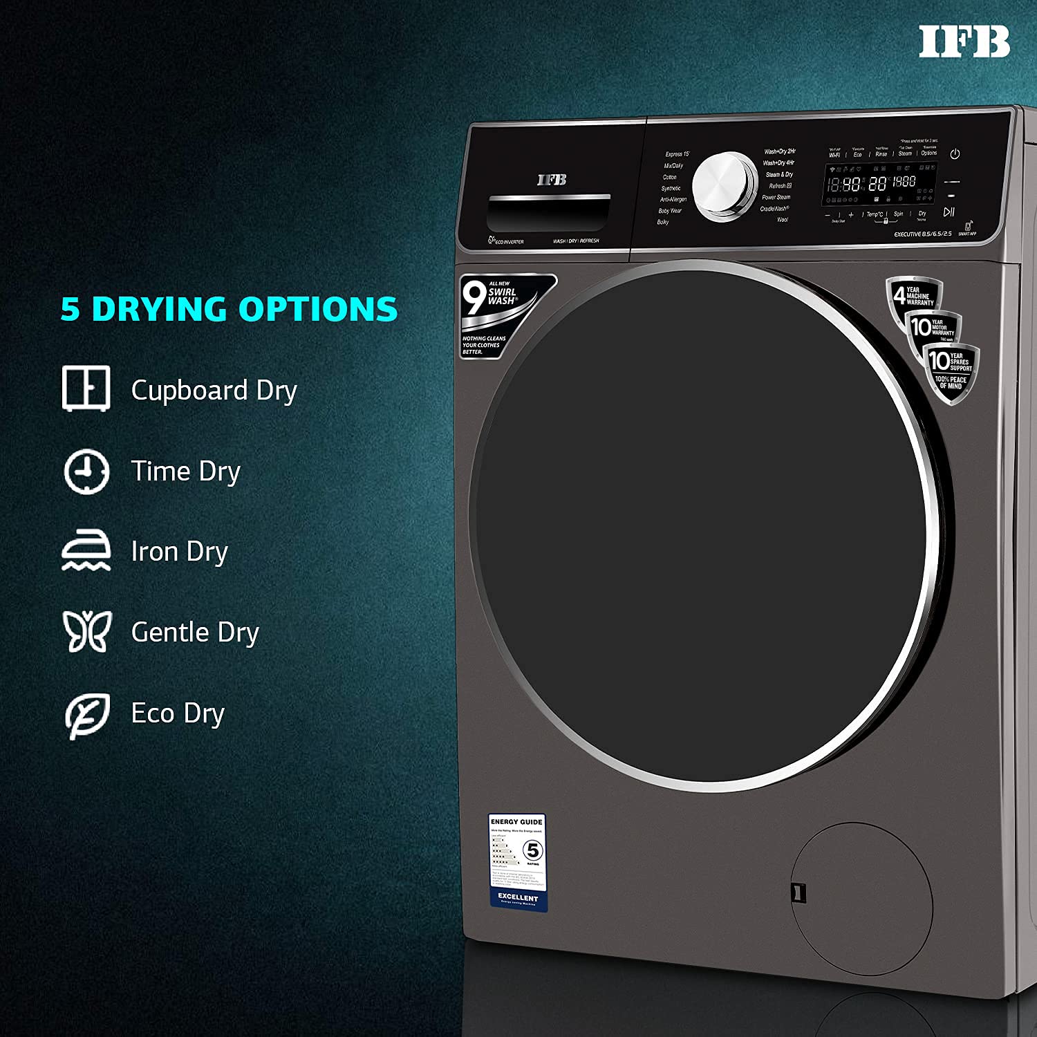 IFB Executive ZXM 8.5 Kg Inverter Washer Dryer Refresh (Mocha)