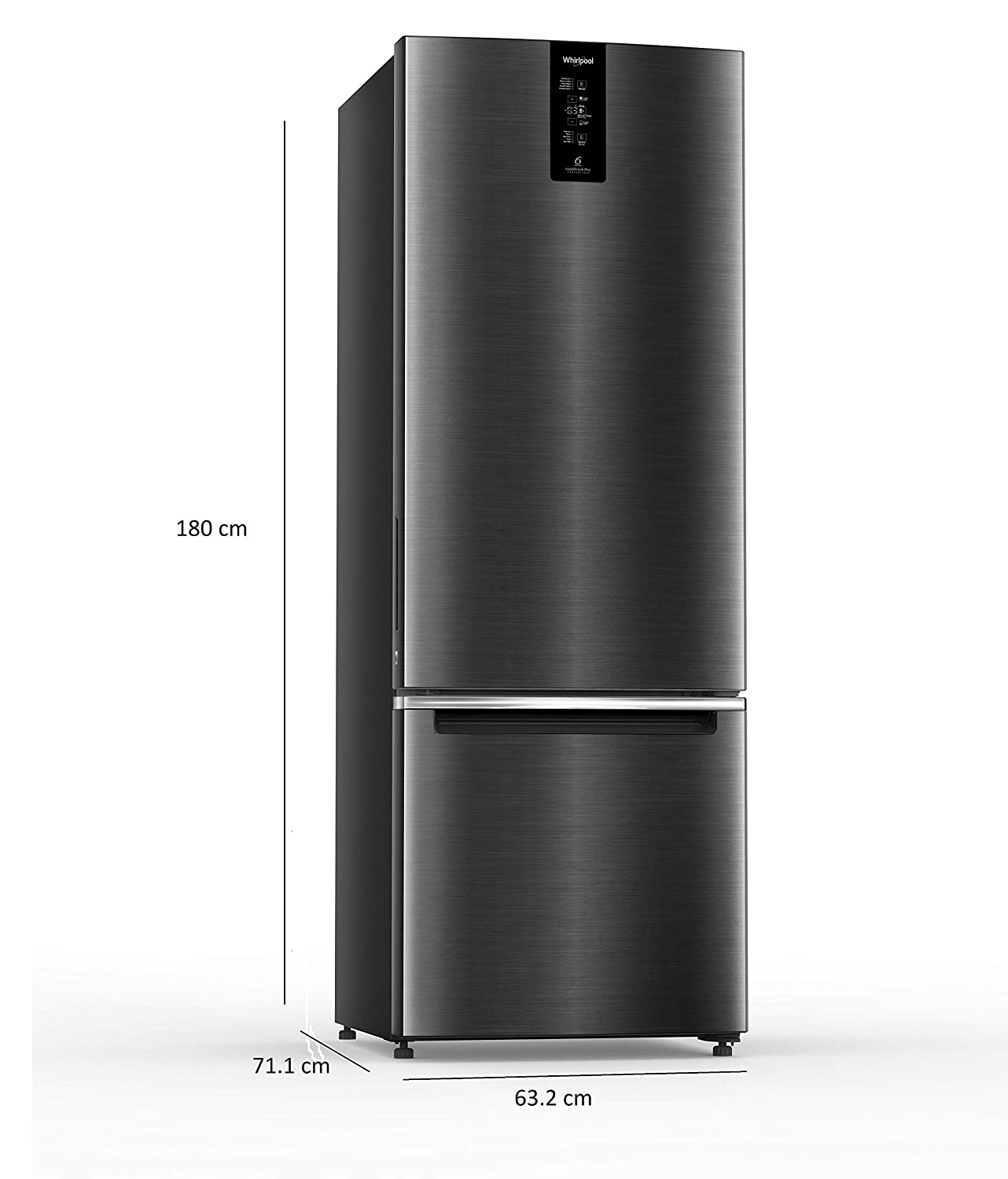 Whirlpool IFPRO INV CNV 370 3S 353L 3 Star Frost Free Double Door Refrigerator, Steel Onyx (21394)