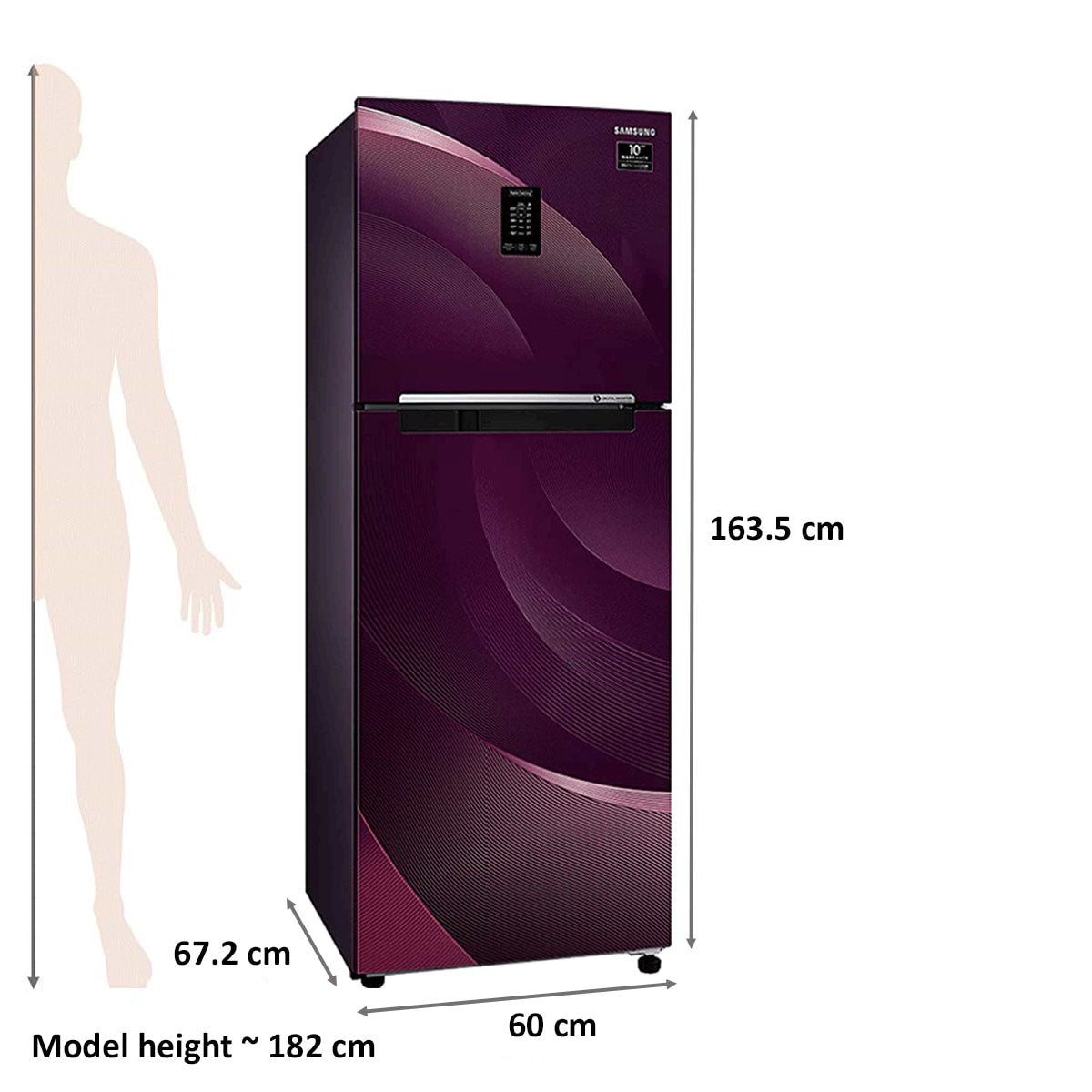 SAMSUNG RT28A3C234R/HL 244 L Direct Cool Double Door 3 Star Refrigerator  (Rythmic Twirl Red)