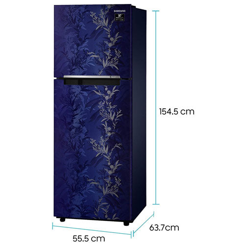 Samsung RT28T30226U/NL 253 L 2 Star Inverter Frost-free Double Door Refrigerator (Mystic Overlay Blue)